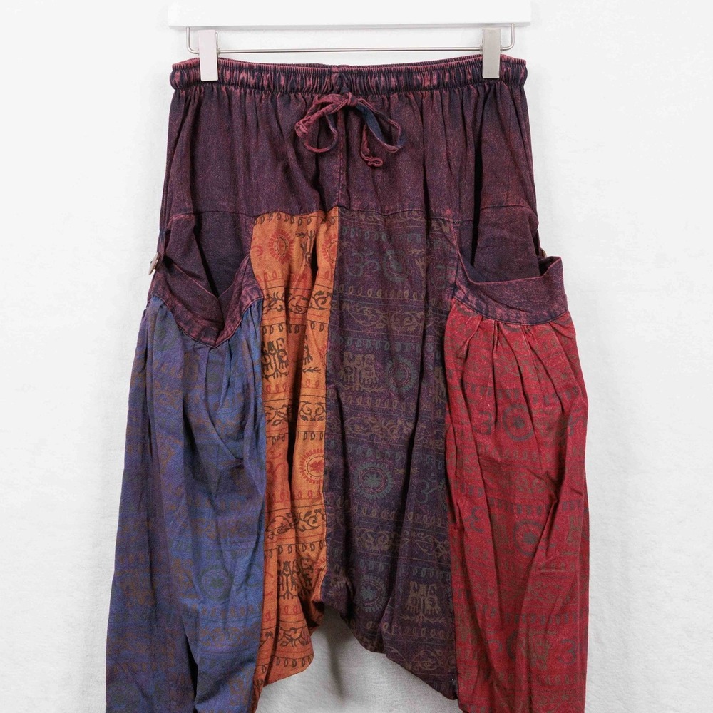 Patchwork Harem Pants Baggy Drawstring Pockets Hi… - image 2